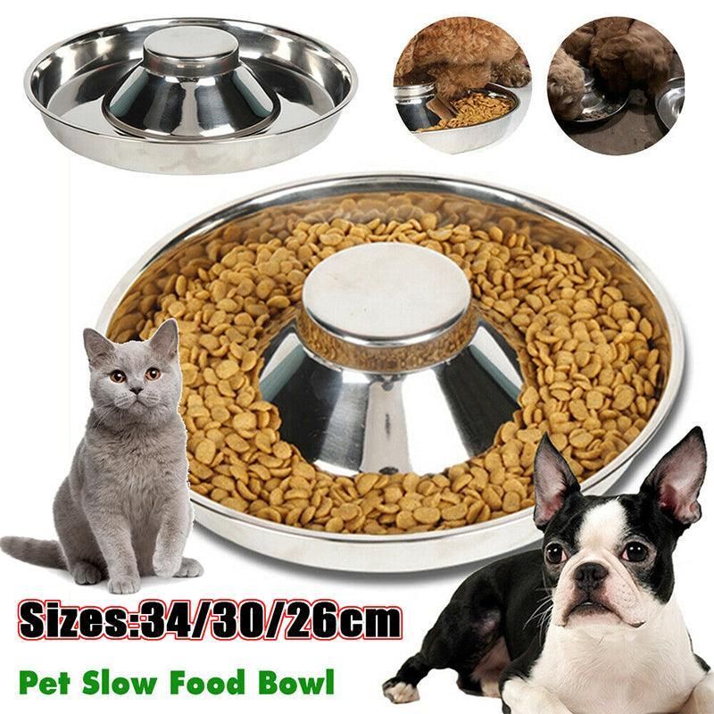 Stainless Steel Pet Bowl Slow Feeder Dish Puppy Dog Cat Food Feeding Weaning Bowl - M — image 2