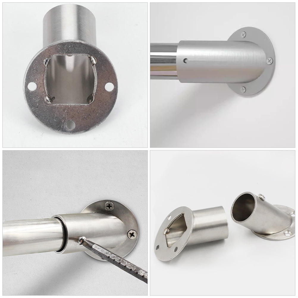 4 Pcs Closet Rod Brackets Angled Clothes Rail 6.60X5.20X5.20CM Silver — image 3
