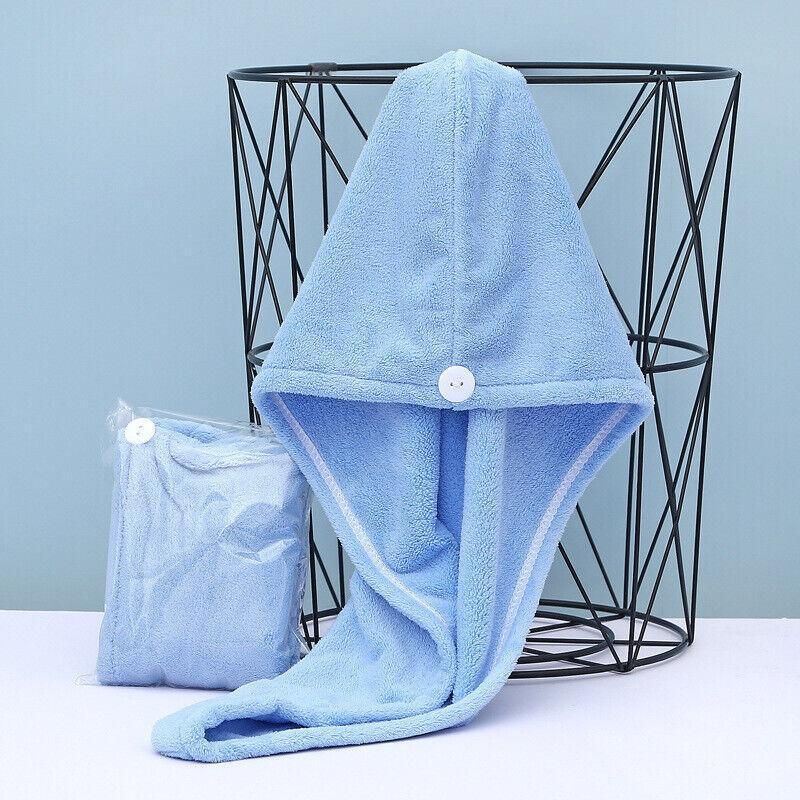 Fast Dry Hair Cap Wrap Towel Quick Drying Turban Bath Head Magic Wrap Hat Spa Au - Blue โ image 4