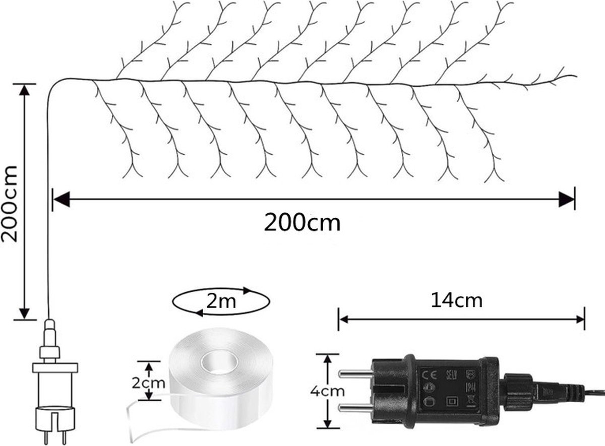 Beautiful LED Vine Branch Wall Light - 2 meters Long, 144 LED Lights - Suitable for Indoor and Outdoor Use - 8 Lighting Modes - Flexible and Decorative - Brown — image 2