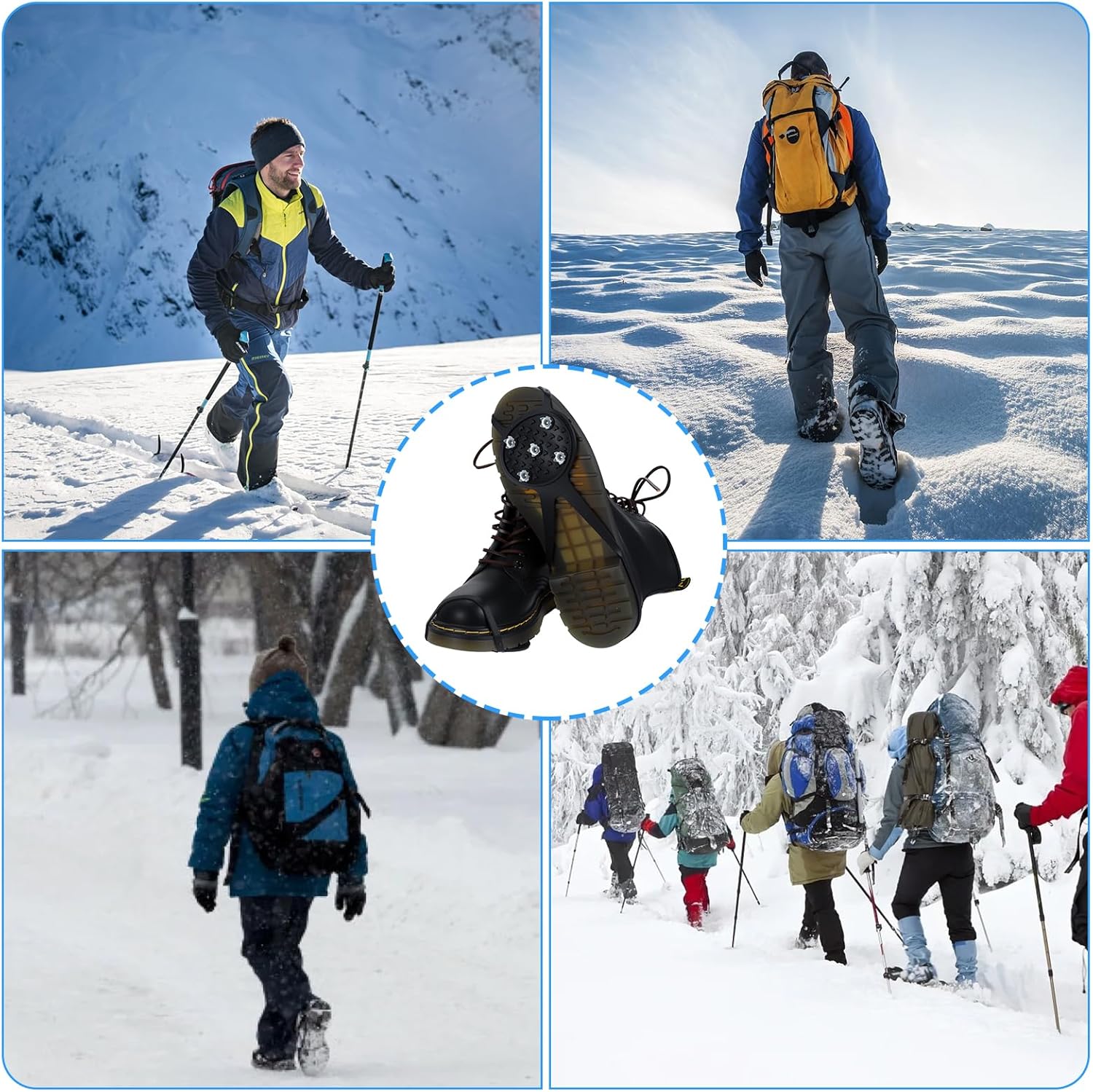 Anti-Slip Spikes Crampons with 5 Steel Teeth 2 Pairs for Traction on Ice and Snow — image 6
