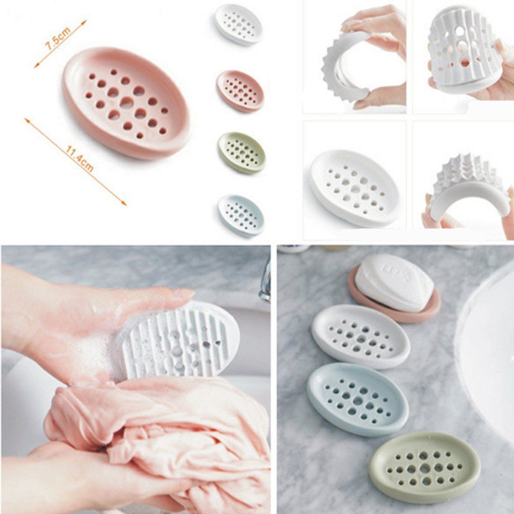 Soap Box Dish Container Travel Bathroom Silica Gel Brush Soap Case Holder Sink Deck Bathtub Shower Dish 4pcs — image 5