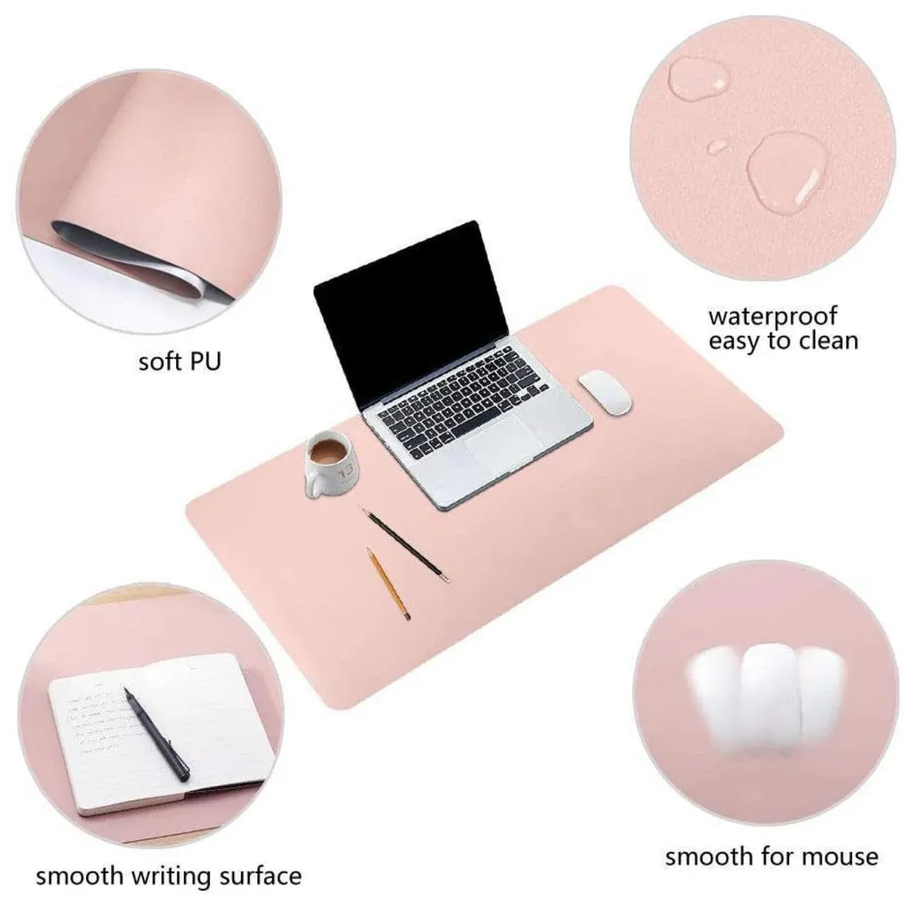 Large Leather Gaming Mouse Pad Waterproof Desk Keyboard Mat 120 x 60cm - Light Green — image 4