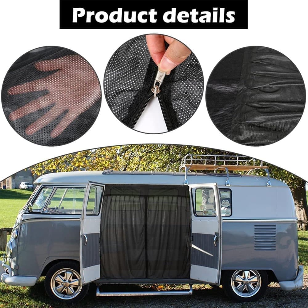 Universal Mosquito Net for Car Tailgate with Magnetic Attachment, Mosquito and Sun Protection, Compatible with Camping and Motorhome Outdoors, 180x150cm, Black — image 4
