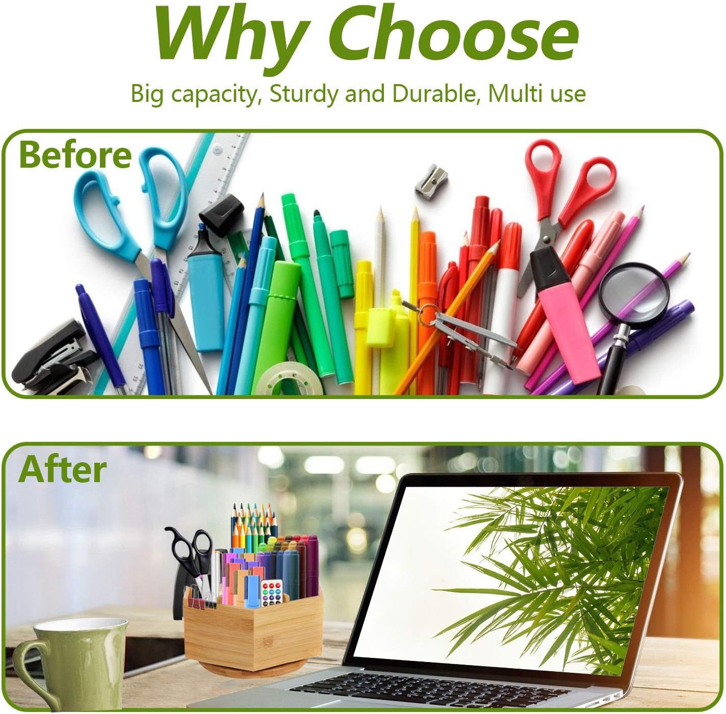 Hexagonal Bamboo Pencil Holder 360 Degree Rotating โ image 5
