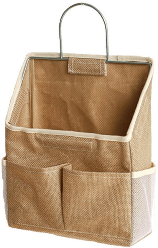 Storage Bag - Cotton and Linen Fabric - Bedside Storage Bag - Wall Mounted - Dorm Room Essentials and Snack Storage Bag - Visual Storage Bag