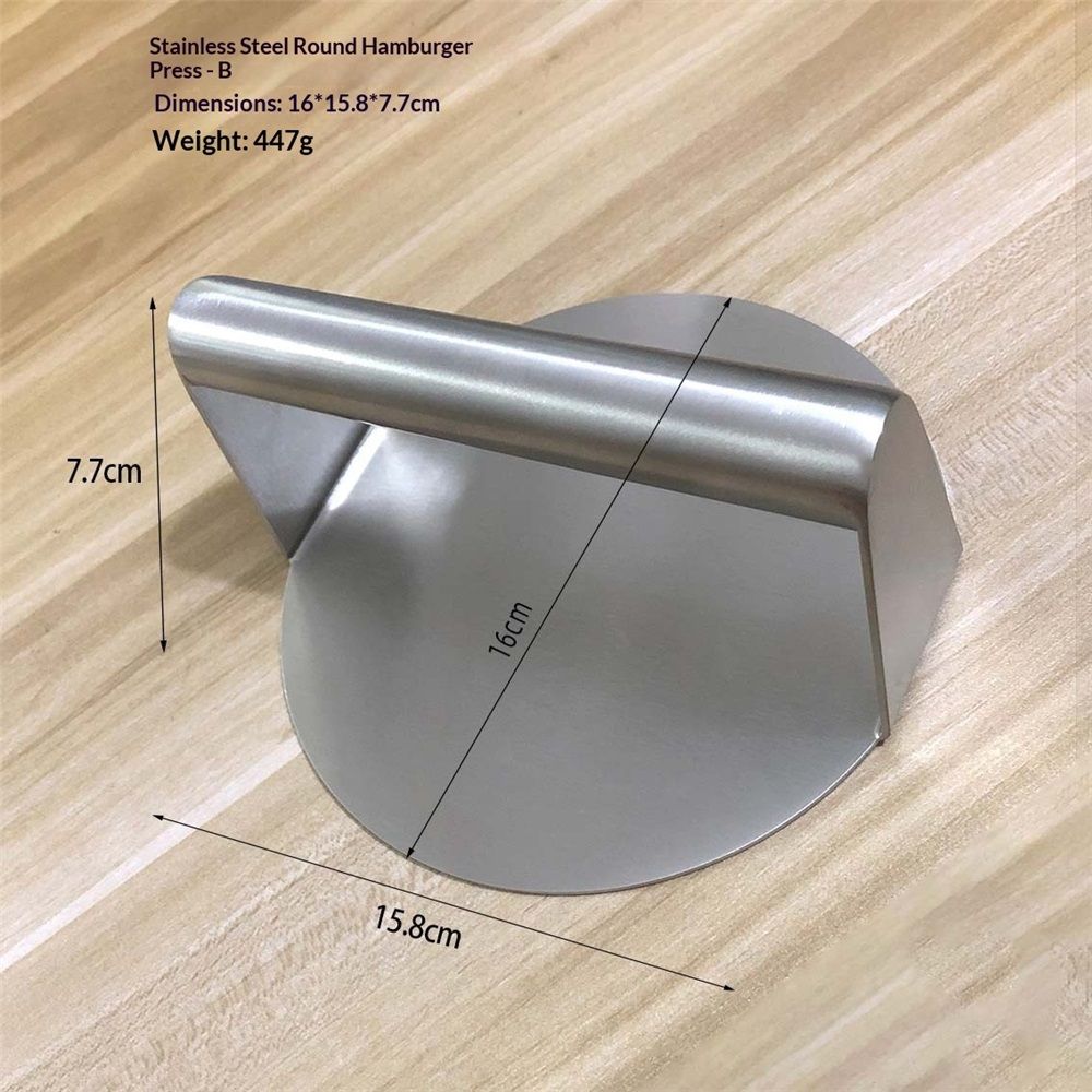 6.3” Burger Smasher | for Griddle Grill Pan Skillet | Weight Gain Flat Presser Smashburger Maker 304 Stainless Steel | Meat Bacon Sandwich Panini | Tool Kit — image 2