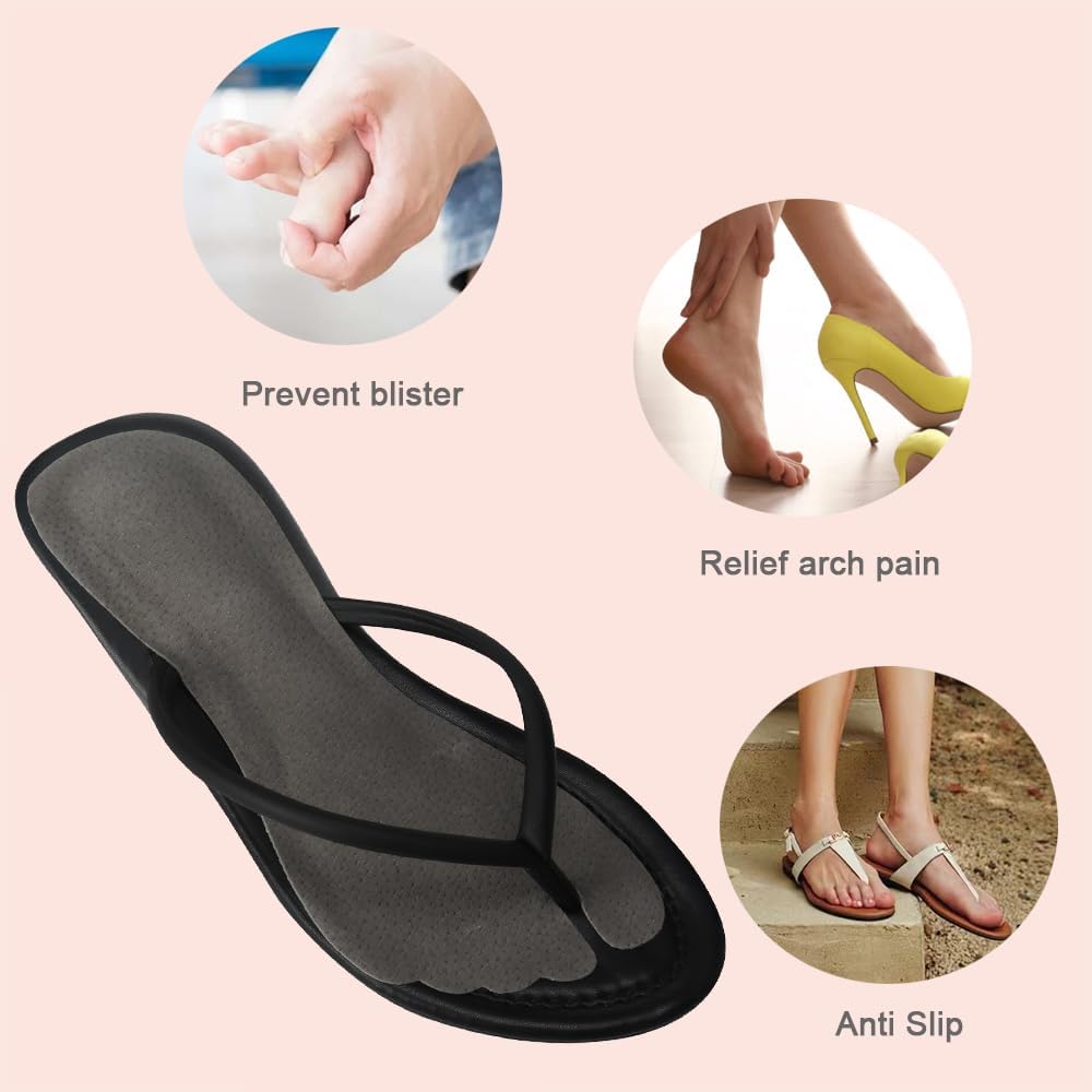 2 Pairs Pigskin Flip Flop Insoles Anti-Slip, Self Adhesive Cushion Insert for Thong Sandals Pain Relief, Arch Support Sandals Slippers Insoles Prevent โ image 6