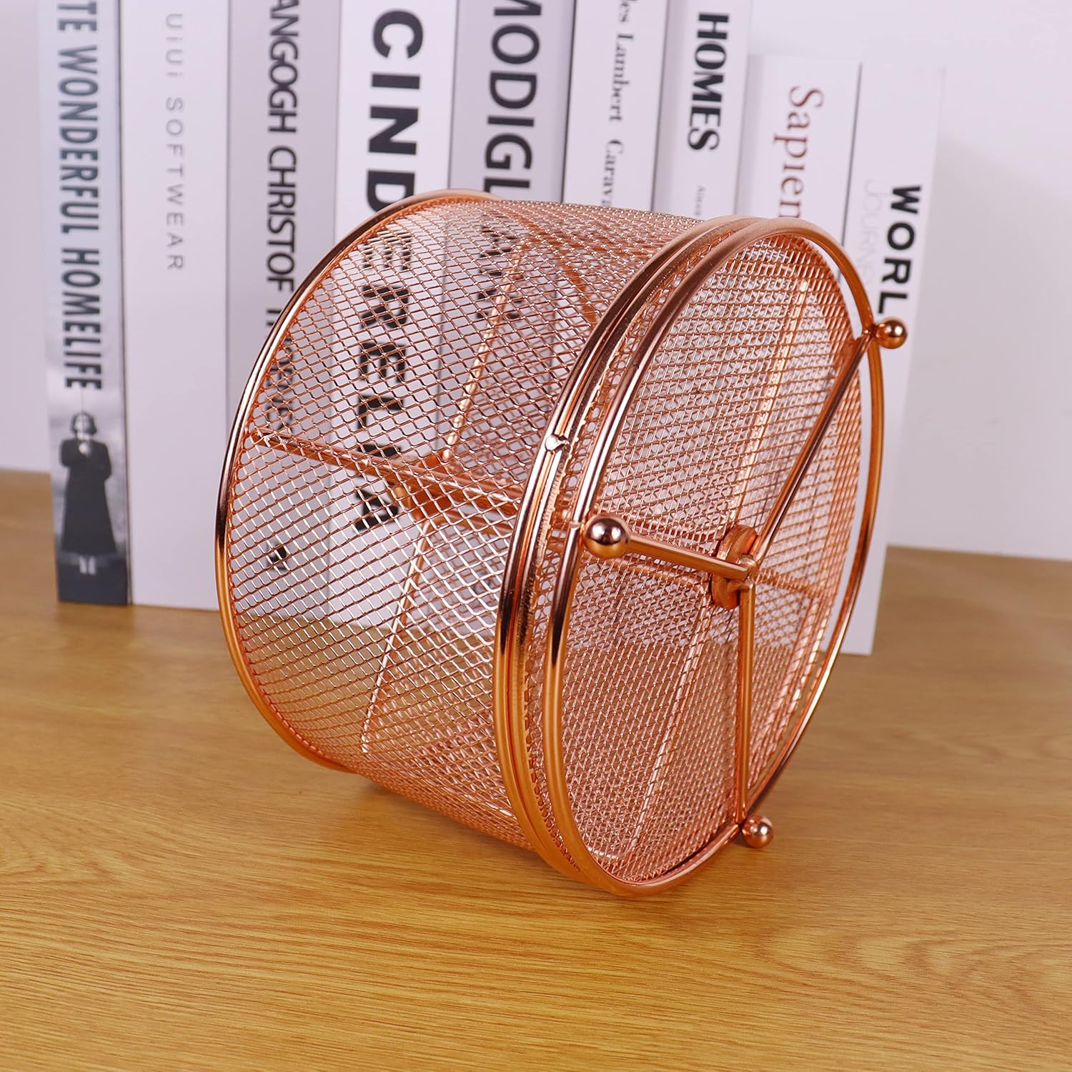 17x17x13cm Rose Gold Metal Mesh Desk Organizer Office Supplies Storage — image 5
