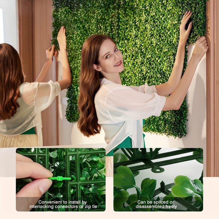 10-Pack Artificial Grass Panels 25x25 cm for Garden Party Wall Decor, Compatible with Outdoor — image 6