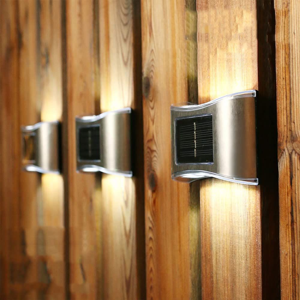 4 Pack Solar Wall Lights up Down,Outdoor Solar Fence Lights,Water Proof LED Modern Lighting Decor, Outdoor Solar Lights for Step — image 4