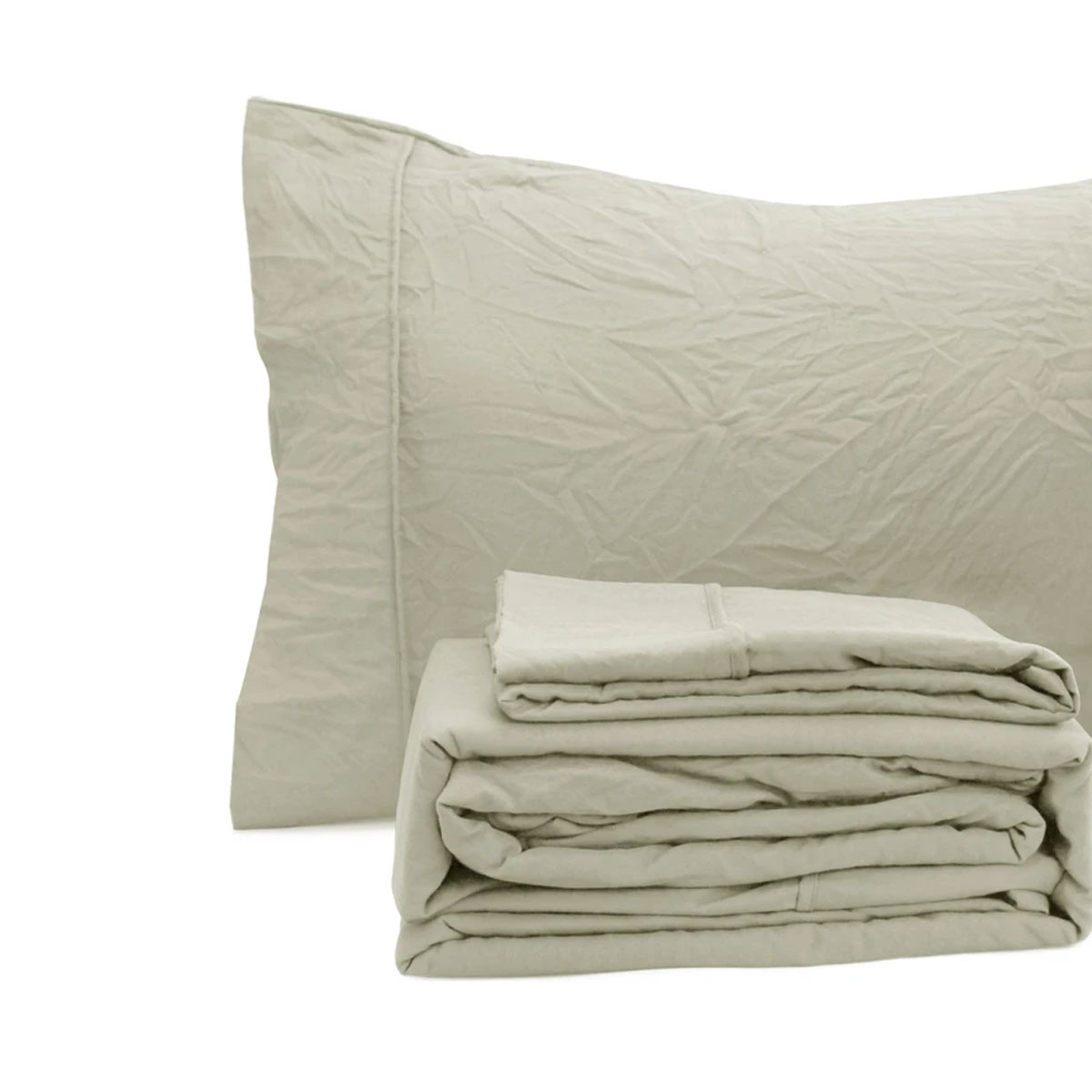 Ramesses Oatmeal Pebble Wash Linen Look Alternative Sheet Set Single โ image 3