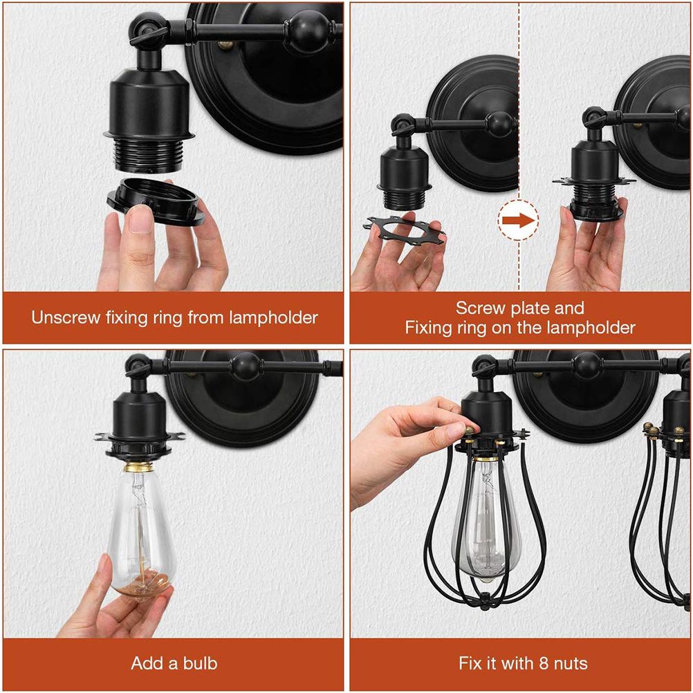 Double Head Wall Sconce Industrial Wire Cage Wall Light Vintage Style Wall Lamp — image 5