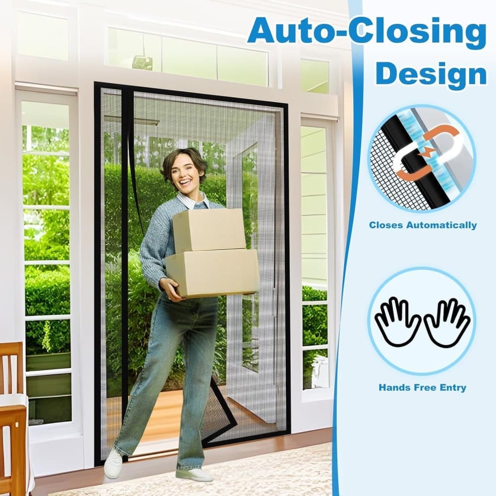 Self-Adhesive Magnetic Mosquito Net Door Curtain, Black, 85x220cm, Fly and Cat Proof, Durable, Removable, Side Opening — image 4