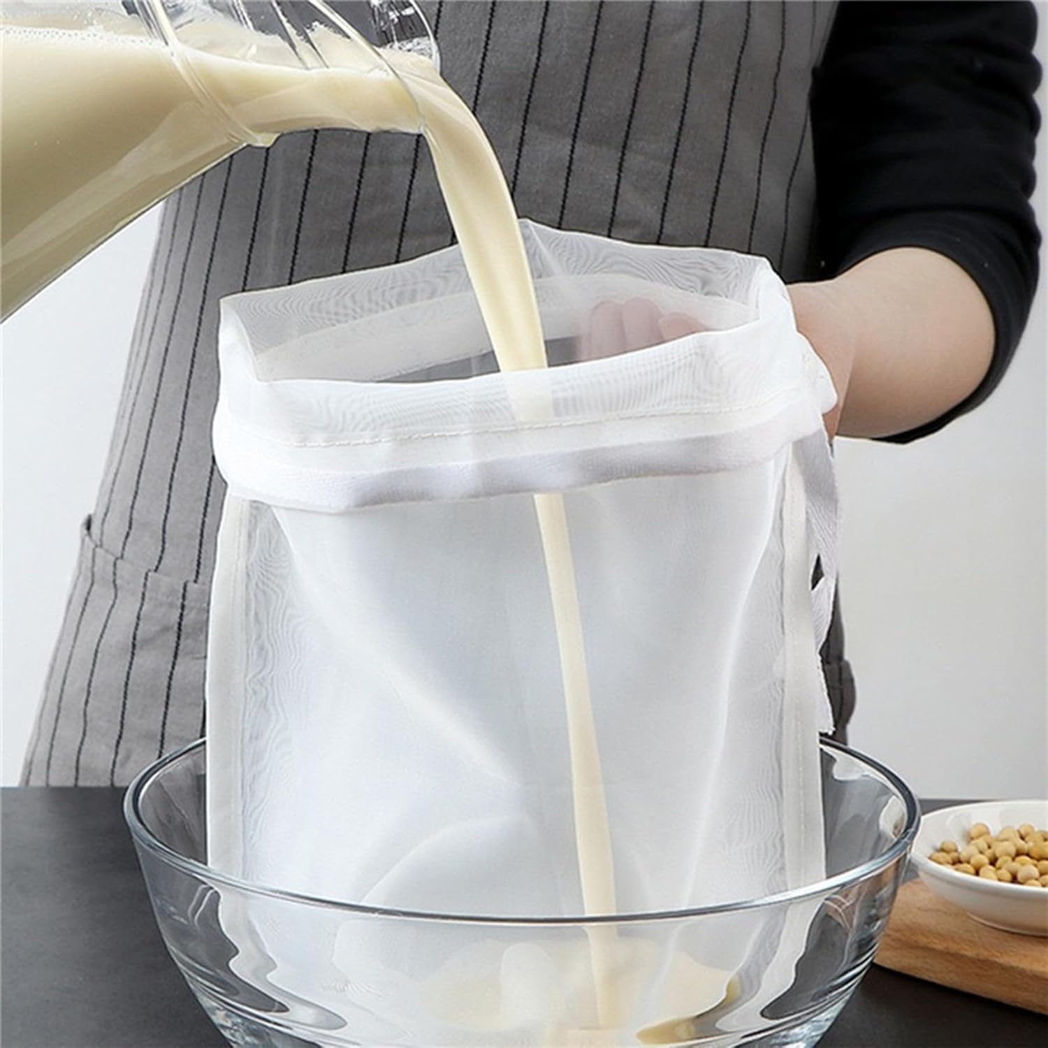 Reusable Fine Mesh Strainer Bag, Multi-Use Nylon Filter for Nut Milk Brewing & Juice Extraction, Food Grade Filtration Bag (6PCS)