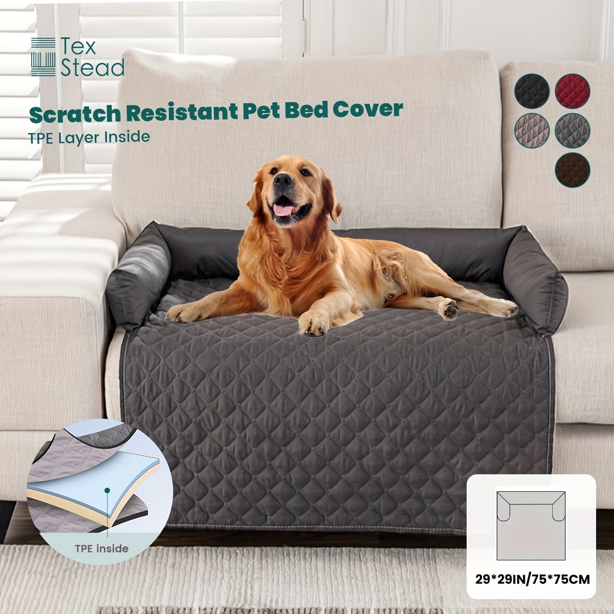 75 × 75CM scratch resistant pet bed cover — image 6