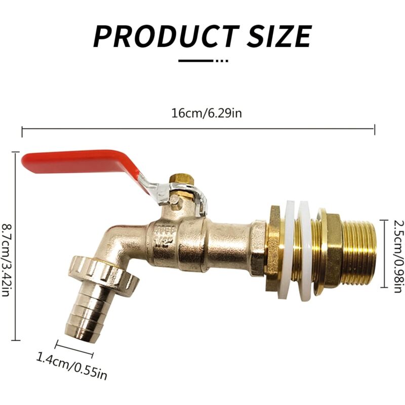 1000L Tank Faucet, Rainwater Harvesting Faucet Tank Adapter 1/2" (13Mm) Faucet, Ibc Drain Tank Adapter For Faucet — image 2
