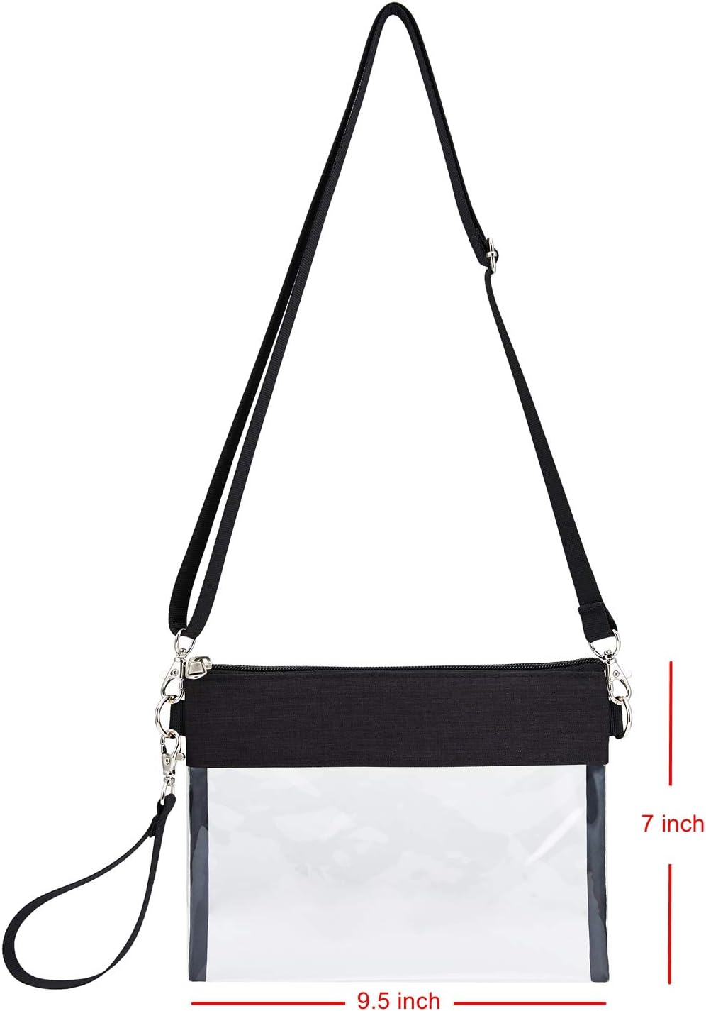 Clear Crossbody Purse Bag - Stadium Approved Clear Tote Bag with Adjtable Shoulder Strap (Black) — image 6