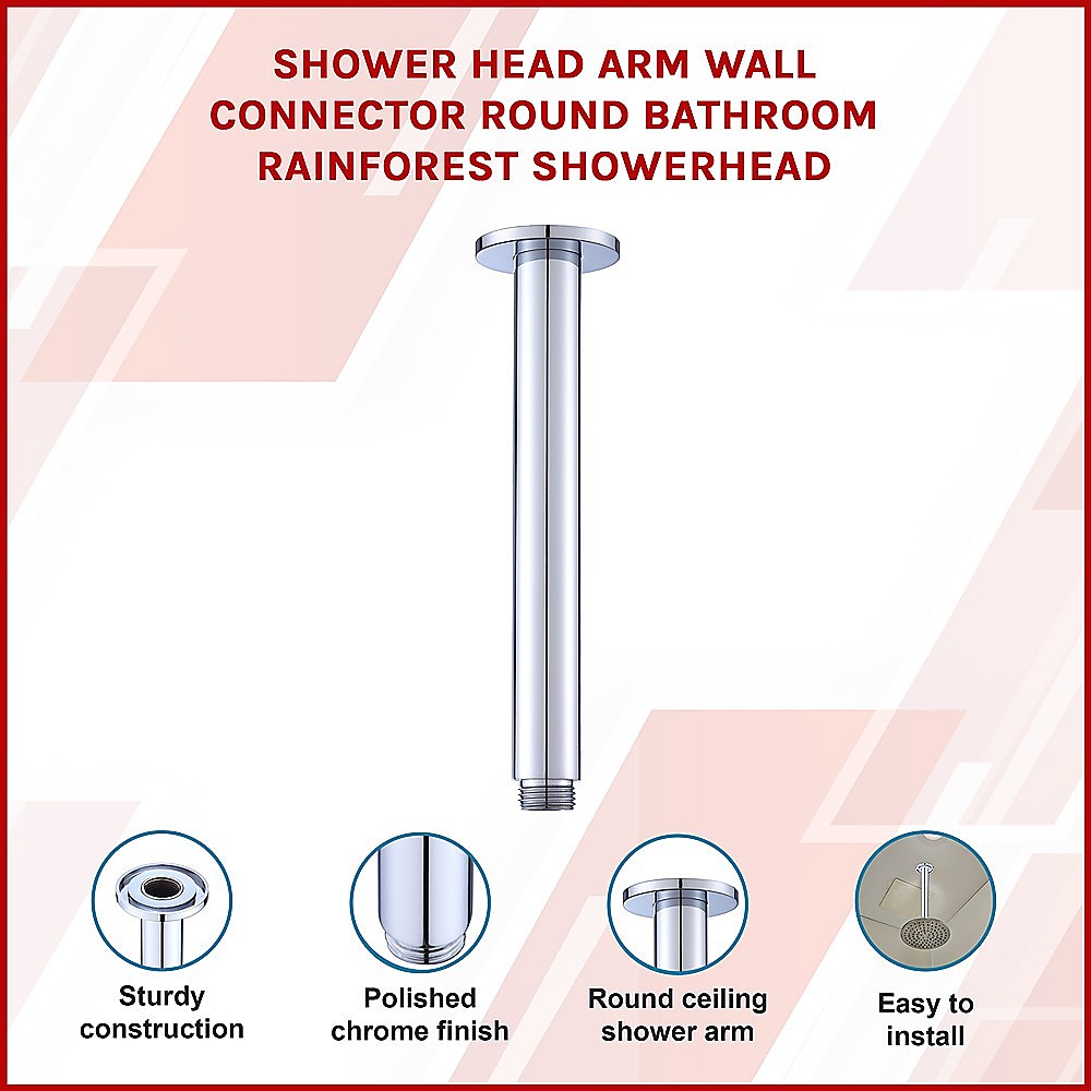 Shower Head Arm Wall Connector Round Bathroom Rainforest ShowerHead โ image 3