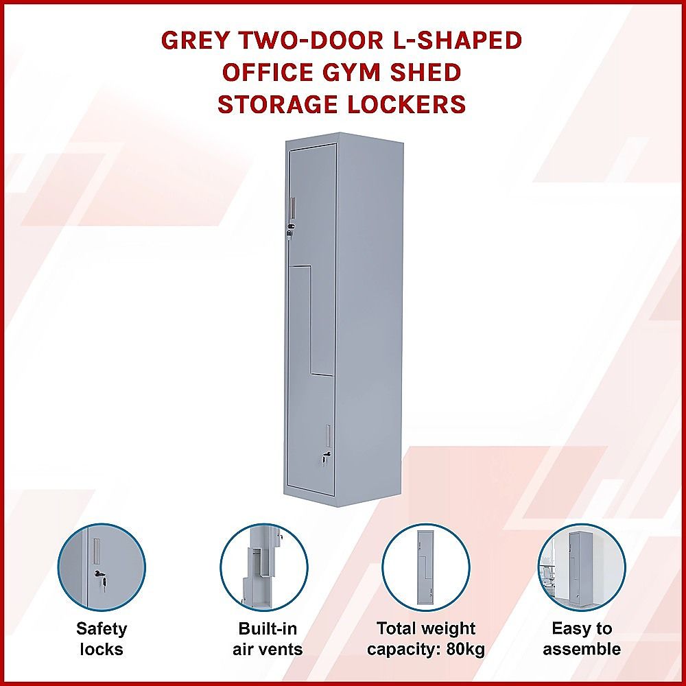 Grey Two-Door L-shaped Office Gym Shed Storage Lockers — image 7