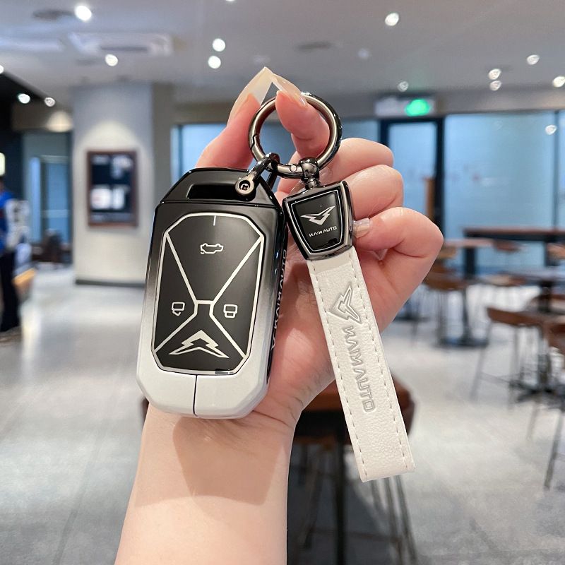 Kaiyi Kunlun Key Case Fragrant Car Island Zinc Alloy Standard C style gradient black and white single bag + round buckle — image 4