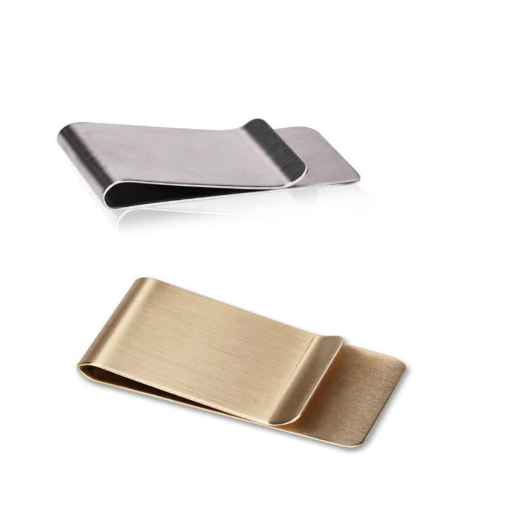 4PC Small Men's Slim Money Clip Stainless Steel Credit Business Card Holder Pocket Cash Wallet for Food Snack, Flat Metal Clamp