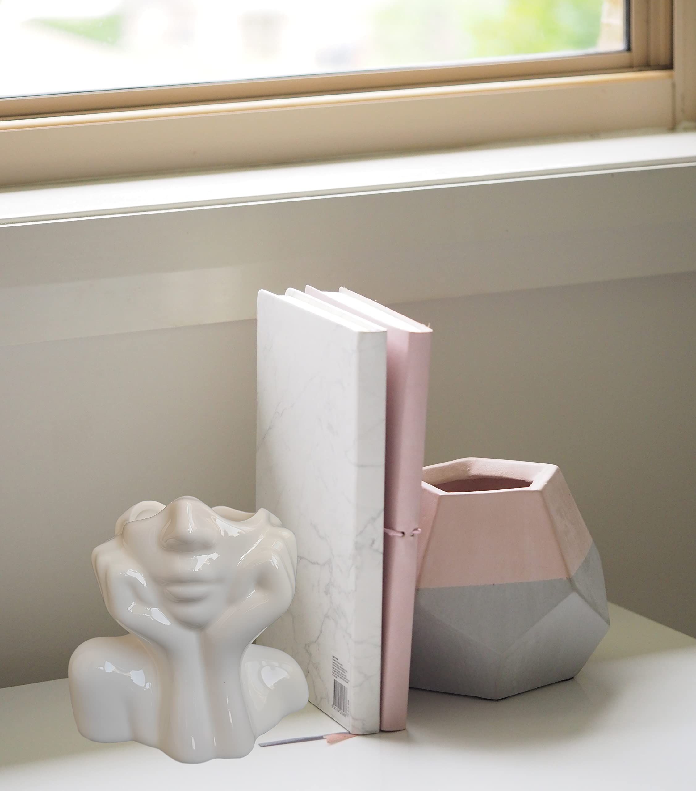 Female Form Ceramic Body Face Art Vase Ideal For Home Office Bookshelf Table Shelf Décor Modern Farmhouse — image 3