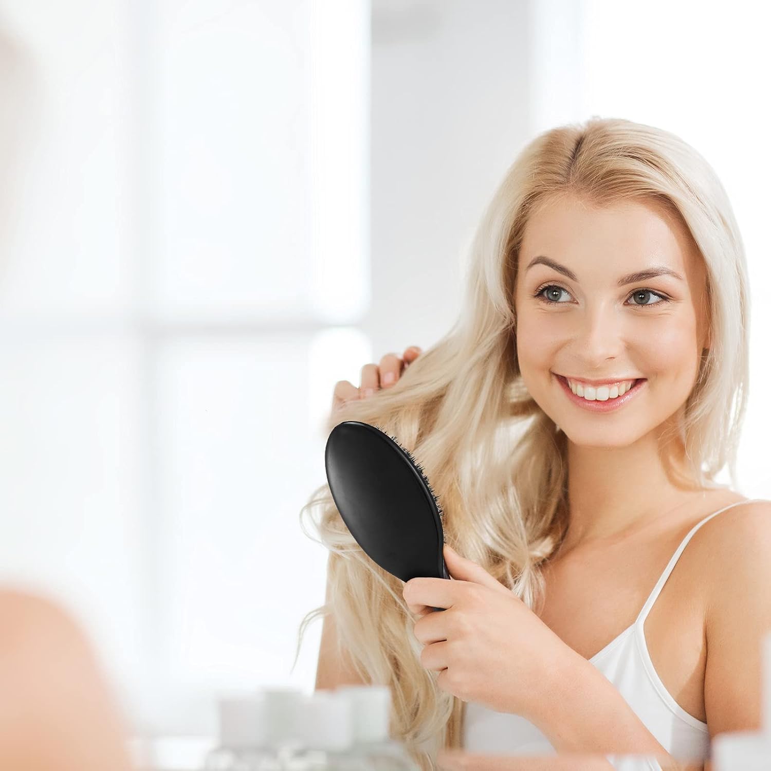 Hair Brushes, 2 Pieces Boar Bristle Hair Brushes with Nylon Quill, Natural Bristles Hair Extensions for Women, Men and Kids, Promotes Smooth and Healthy Hair โ image 4