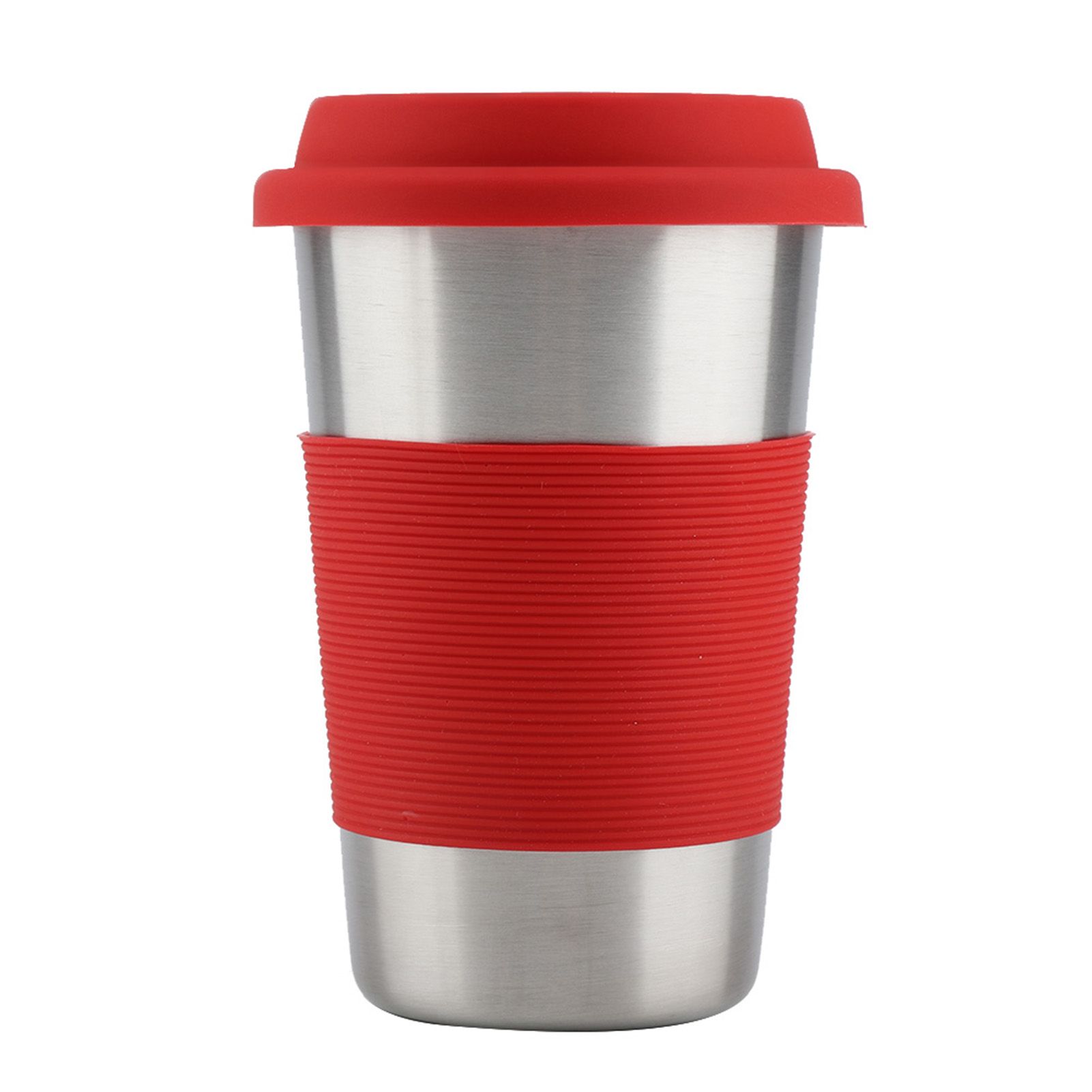 500ml Stainless Steel Cup Drinking with Silicone Cover & Lid Heat Insulation Water Bottle (Red) โ image 2