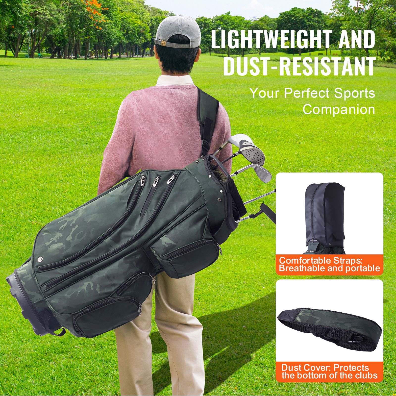 Golf Cart Bag with 14 Way Organizer Divider Top, 36” 11 Pockets Premium Nylon Cart Bag, Durable Golf Bags with Handles & Dust Cover & Detachable Straps for Men — image 5