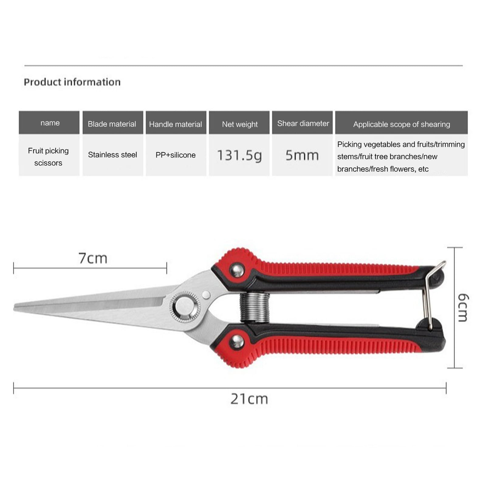 Straight Pruning Shears Gardening Scissors Hand Pruner Pruning Shear Garden Shears Multi-Tasking Garden Snips For (Red) — image 5