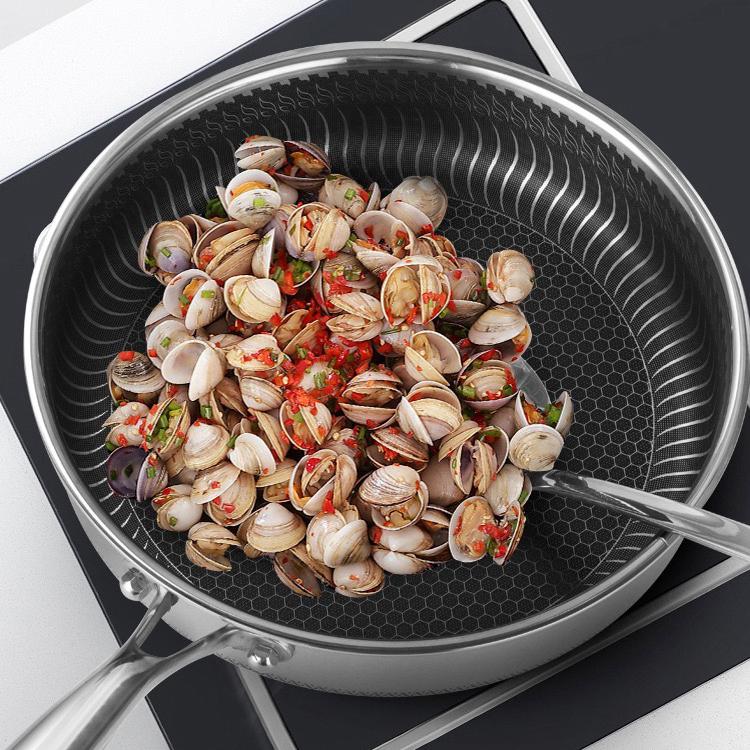 Stainless Steel Frying Pan Non-Stick Cooking Frypan Cookware 32cm Honeycomb Double Sided โ image 5