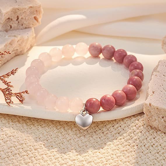 Pink Fox Bead Bracelet for Women, Natural Crystal Bracelet, Spiritual Healer, Gift for Daughter and Grandmother — image 4