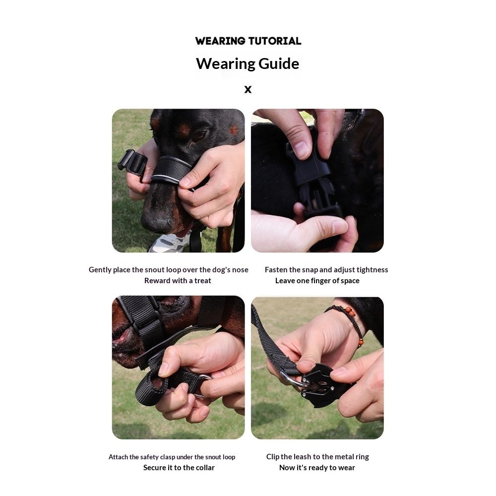 Adjustable Dog Harness, for Training and Daily Walks Small Dog Muzzle Dog Head Collar Halter M Black — image 2