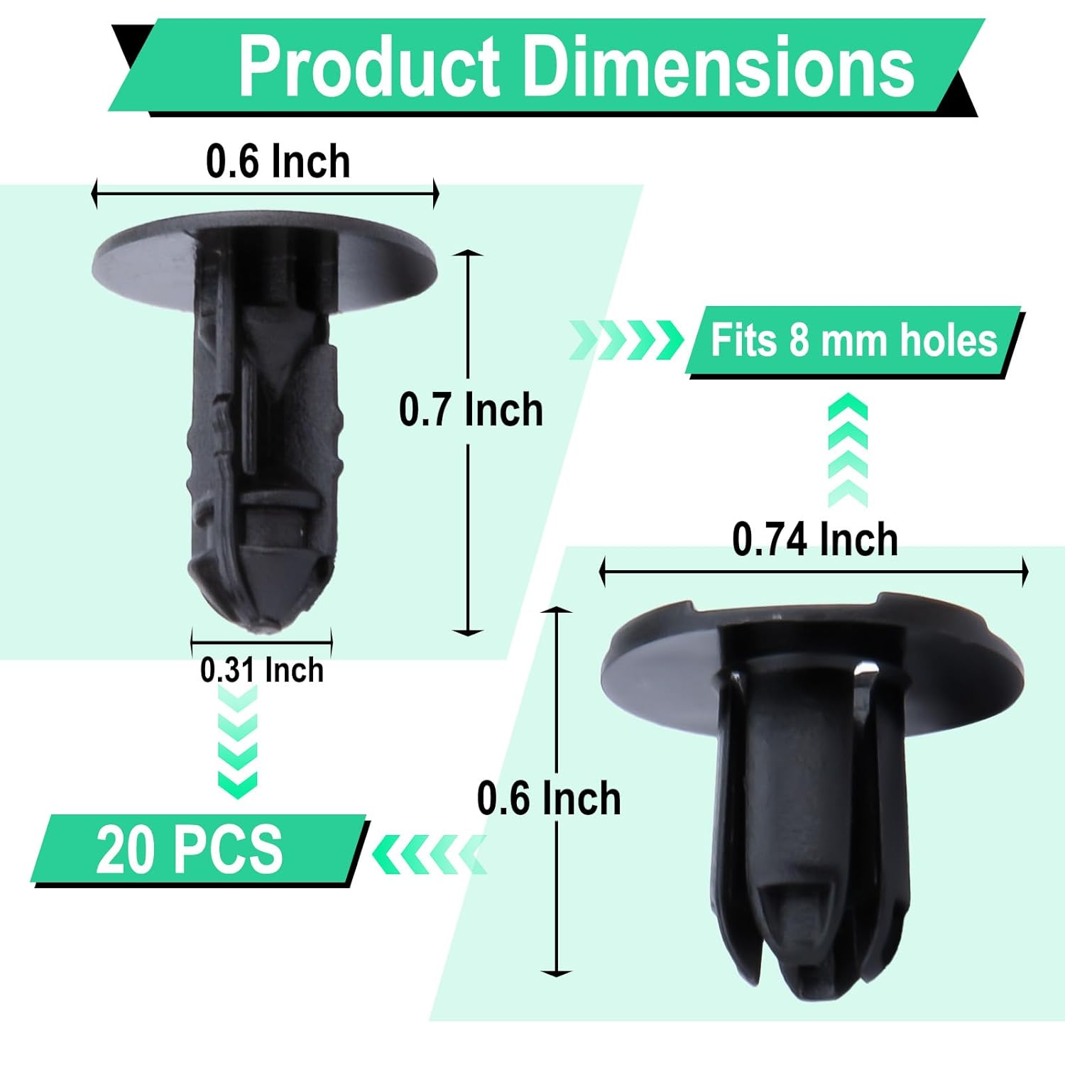 20 PCS Fender Liner Push-Type Retainer Clip Fastener, Bumper Engine Under Cover Clip, Car Retainer Clips, Compatible with Hyundai Kia Accent, Azera, Equus — image 2