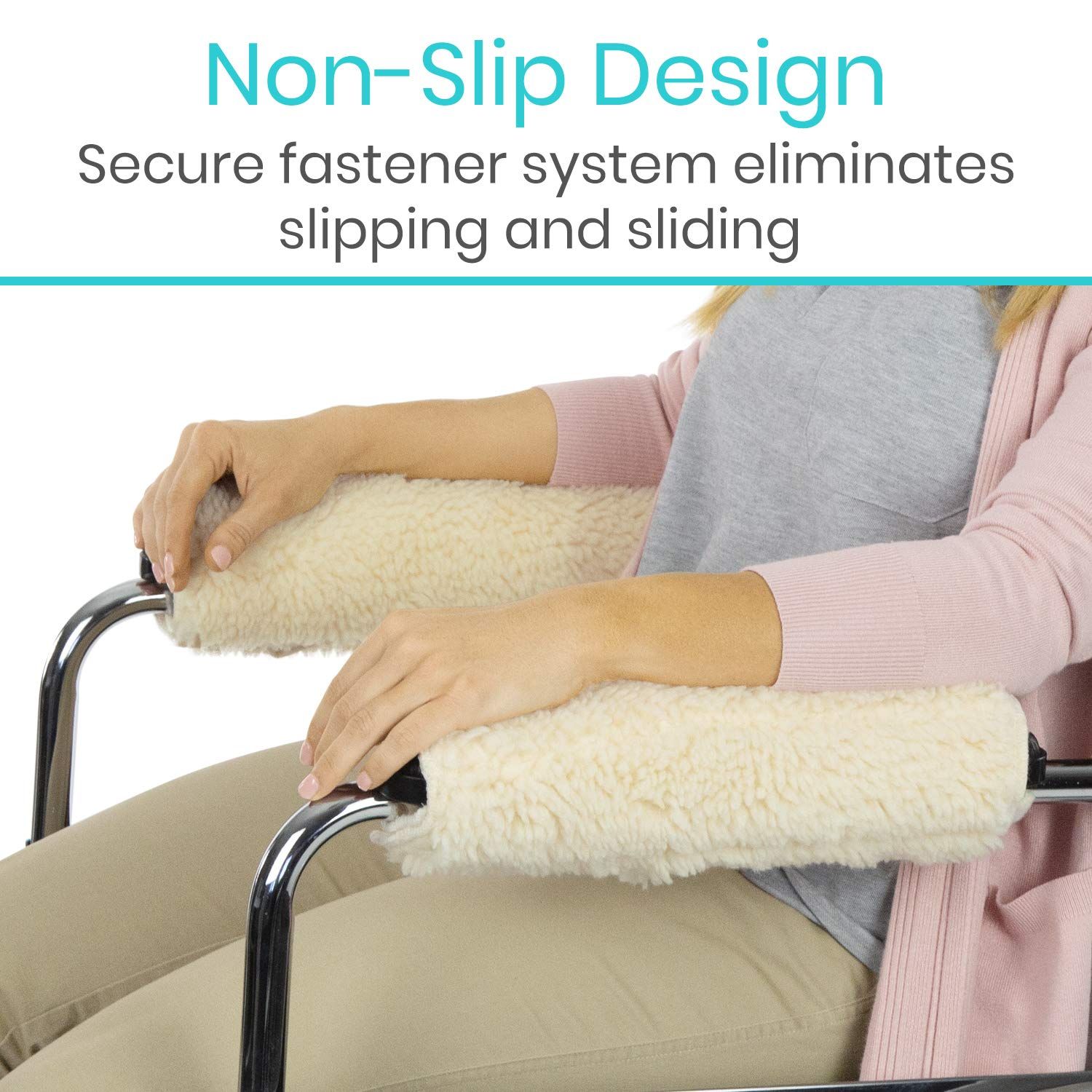 2pc Memory Foam Sheepskin Pad for Office & Transport Chair - Soft Support Cushion Accessories for Padded Arm Rest, Kids, Adults — image 5