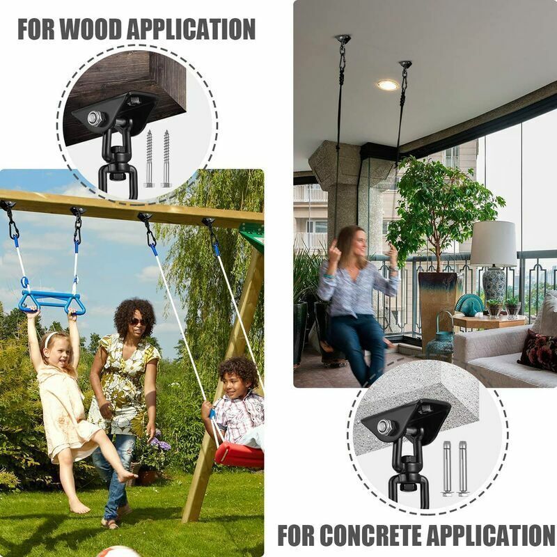 Ceiling Hook for 360 Degree Swivel Hanging Chair Wood, Yoga Swing, Veranda Suspension, Playground Trapeze Chair Hook with Screws for Concrete — image 4