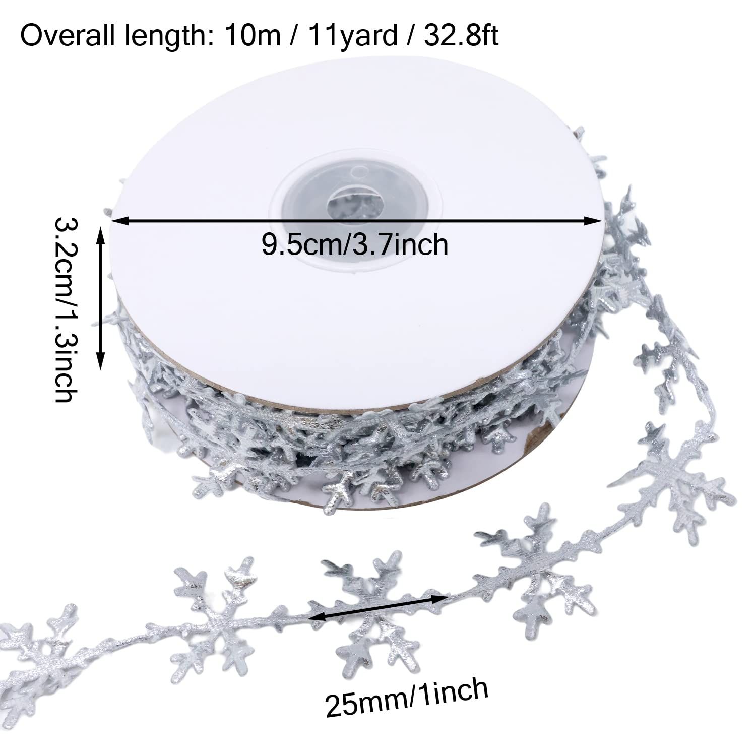 1 Roll of Sparkly Polyester Snowflake Ribbon Trim Embellishment, Snowflake Decoration Ribbons, Embossed Ribbon — image 5
