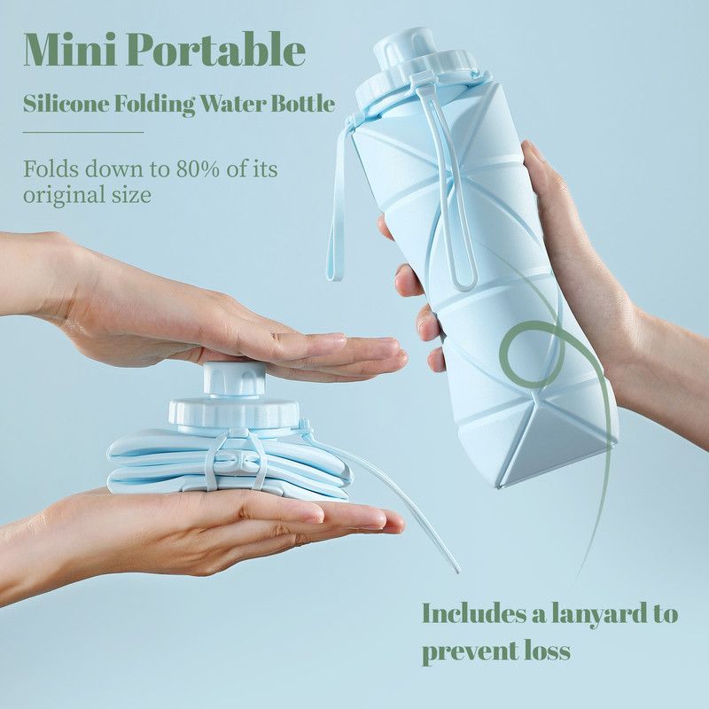 800ml Large-Capacity Food-Grade Silicone Folding Water Cup, Portable Outdoor High-Temperature Resistant Water Bottle, Travel and Camping Compressible Water — image 3