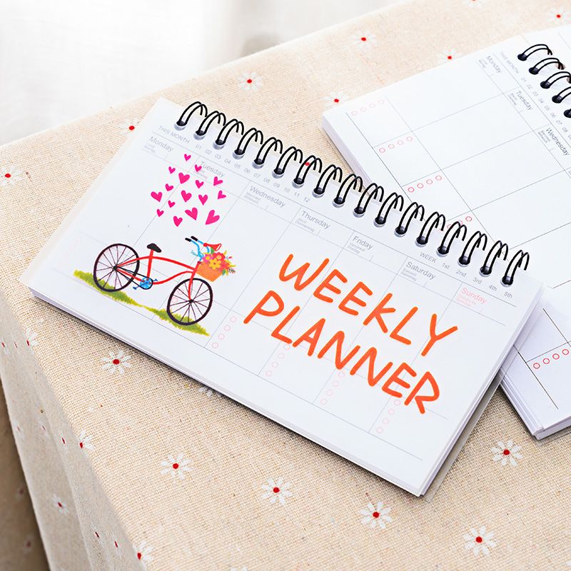 Weekly Planner - Wirebound Undated Weekly & Daily Scheduler Planner Weekly Day Plan Time Organizer Stuff Notebook Spiral Agenda