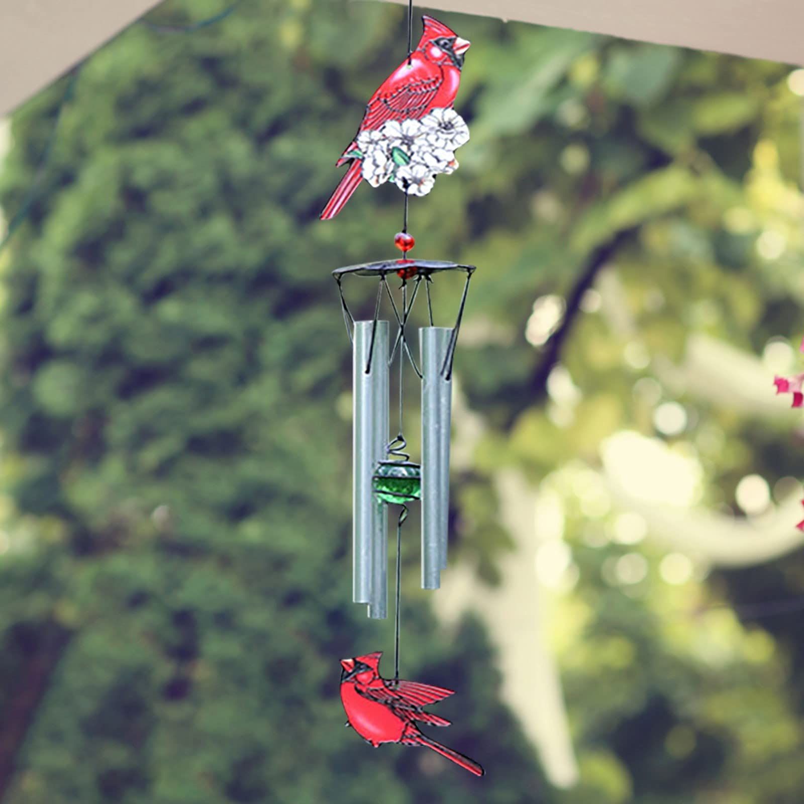 Sympathy Grief Memorial Gift Cardinal Outdoor Decoration Memorial Bird Wind Chime Bell Decoration Ornaments Garden Courtyard Metal — image 2