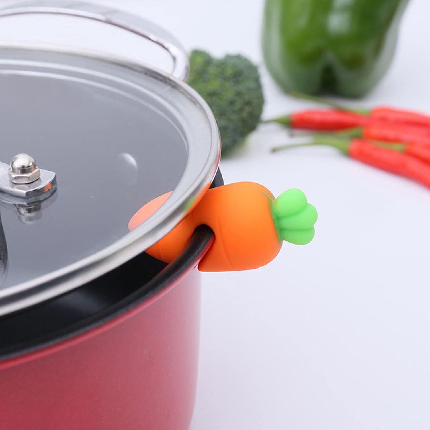 3 Piece Silicone Pot Lid Risers Carrot Chili and Drumstick โ image 2