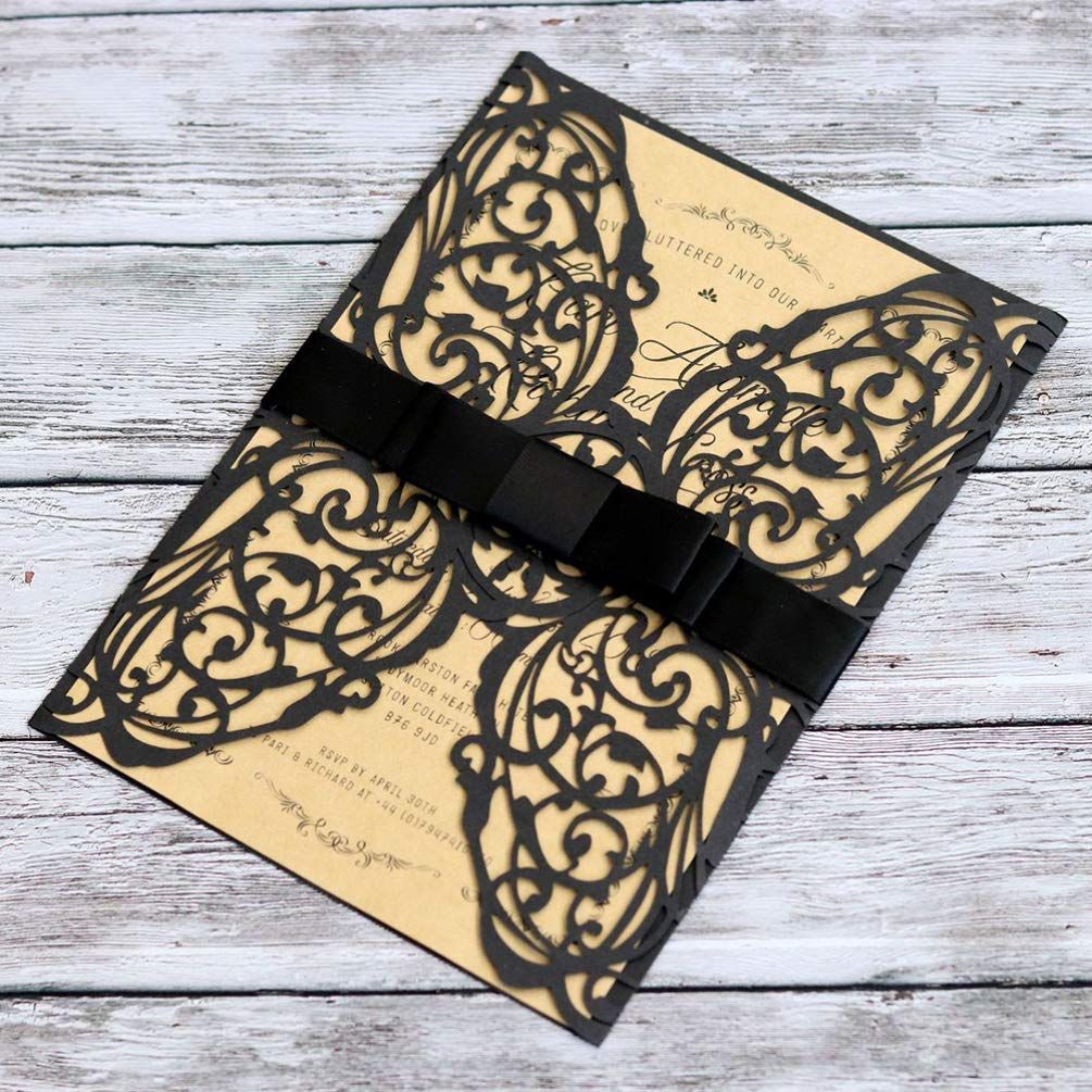2Pcs Party Invitations, Halloween Cards Laser Cut Invitation Cards Black Hollow Invitations Kits Halloween Design Cards โ image 5