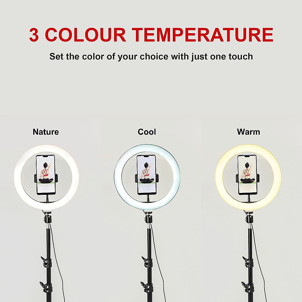10" LED Selfie Ring Light with 1.6M Tripod Stand Phone Holder Photo Live Makeup — image 4