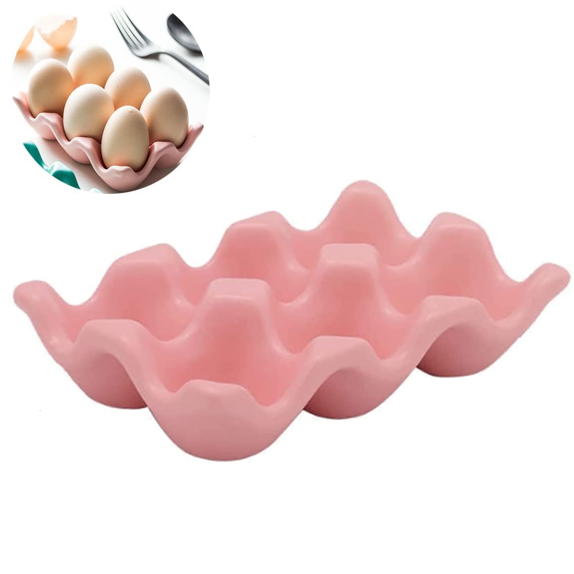 6 Cups Egg Tray Serveware, Eggs Dispenser, Egg Holder Set Kitchen Restaurant Fridge Storage Decorative Accessory — image 4