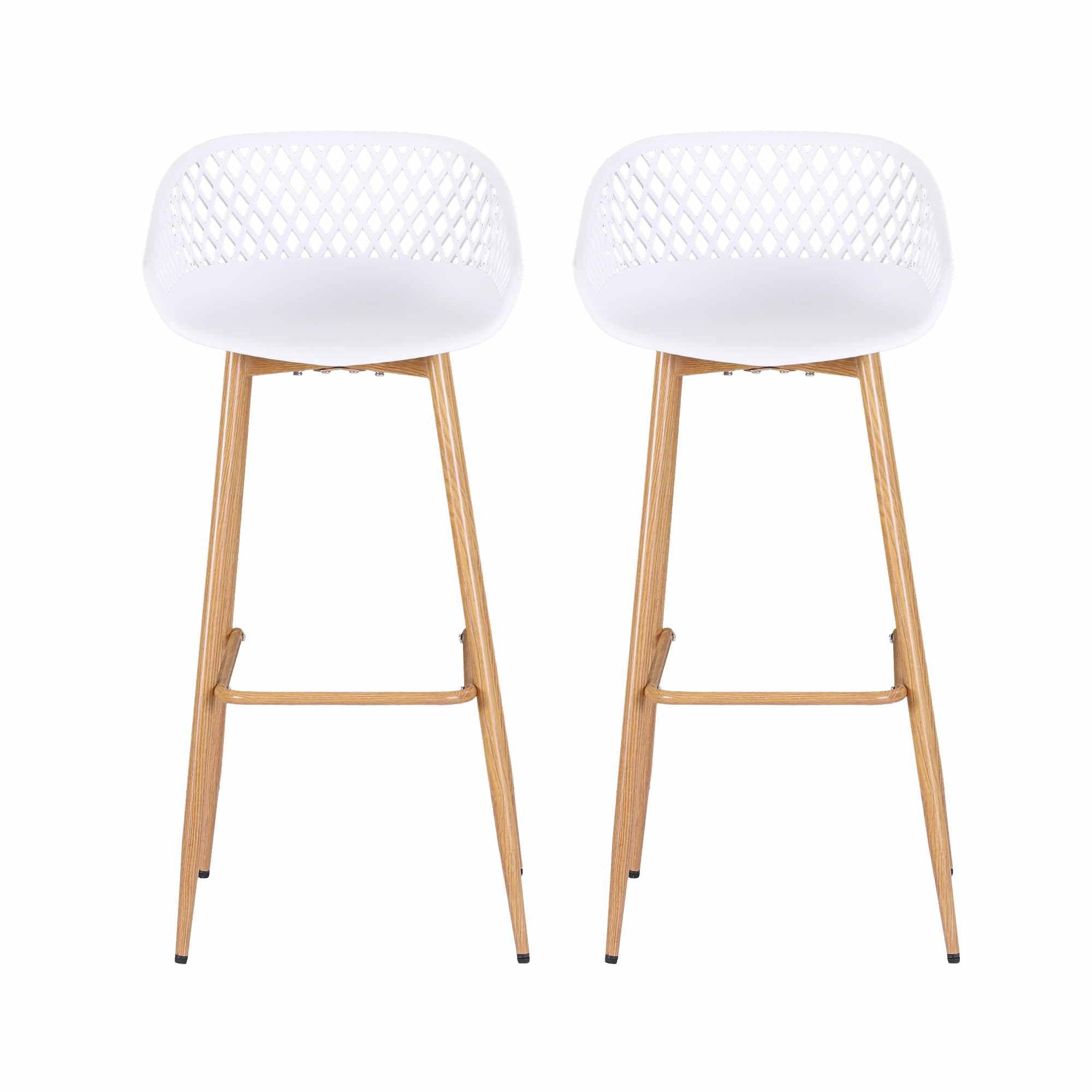 Gardeon 2PC Outdoor Bar Stools Plastic Metal Dining Chair Patio Furniture White โ image 3