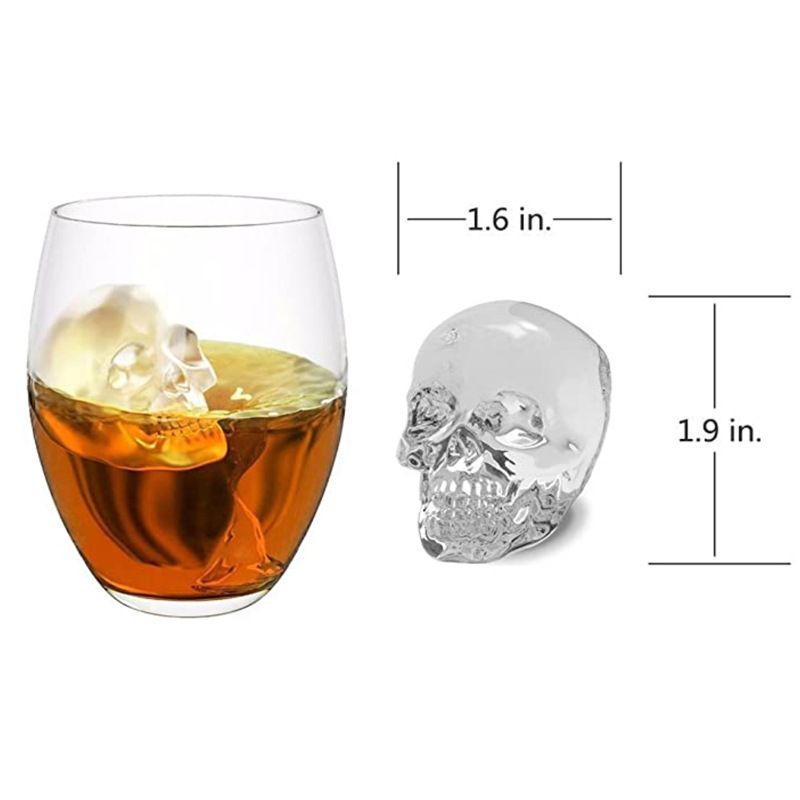 Skull Silicone Jello Ice Mold Flexible Cube Maker Tray for Halloween and Christmas Party. Best for Whiskey and Cocktails Black — image 2