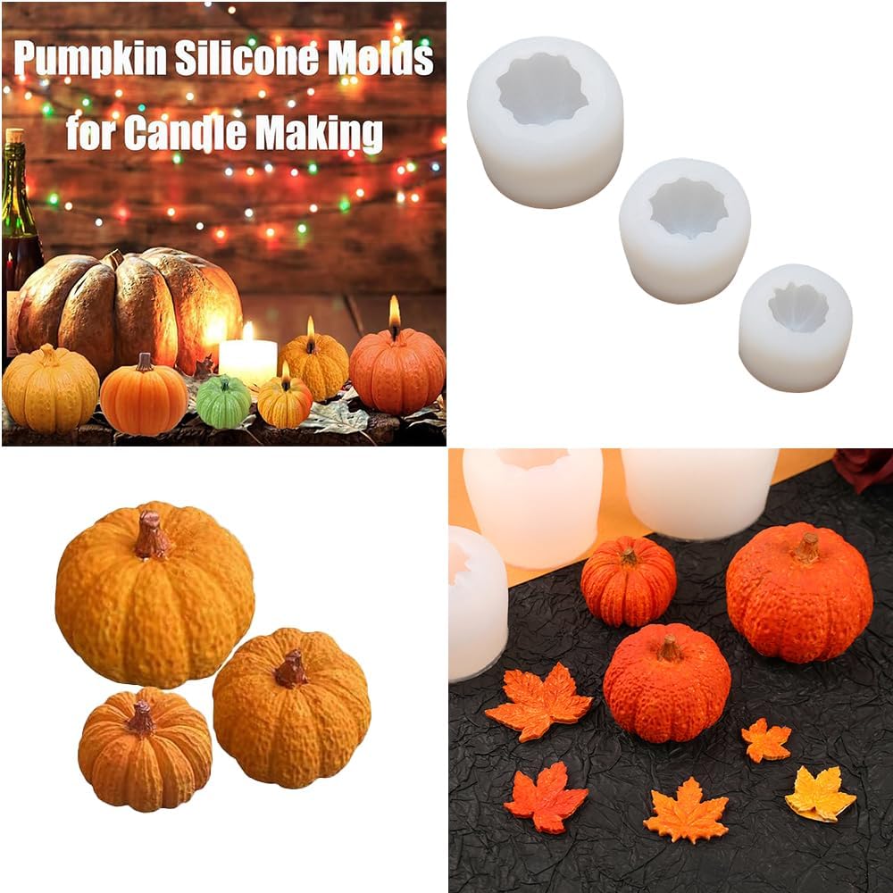 3 Piece Silicone Pumpkin Mould Set 3 Sizes Candle and Chocolate Mould Baking Tray — image 2