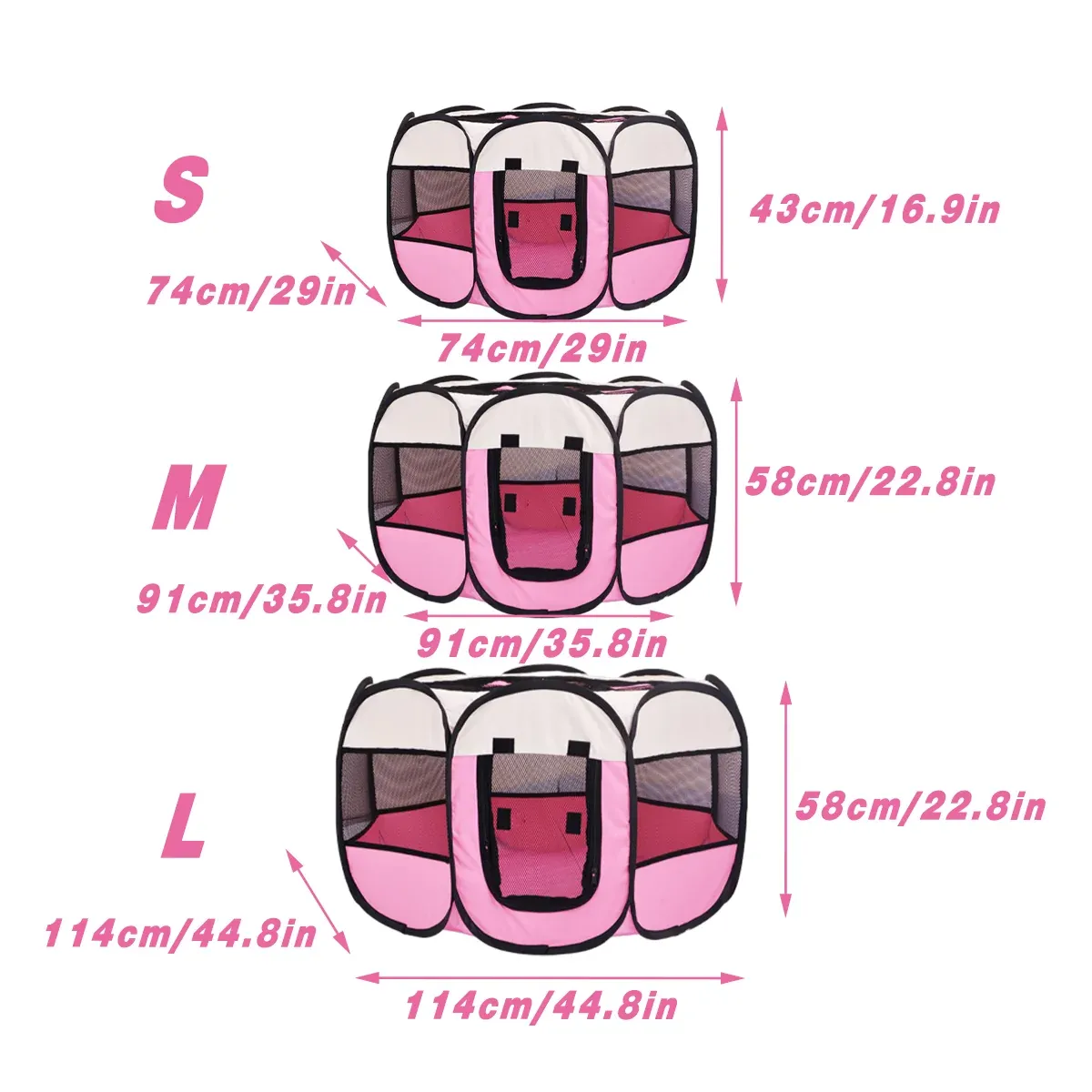 Pet Fence Indoor Cat Dog Tent Octagonal Fence Portable Foldable Cage Kennel - L-Coffee โ image 4