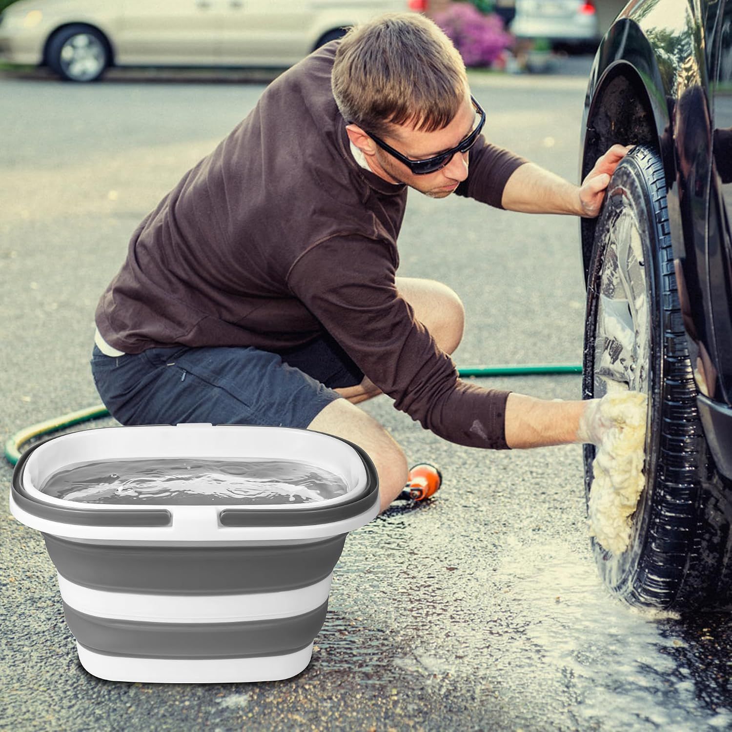 16 L Collapsible Mop Bucket, Foldable Plastic Cleaning Tub with Handle for Laundry, Car Washing, Camping, Fishing and Home Storage โ image 5